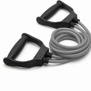 Shopeleven improved quality pure latex tube stretching rope for home gym exerciser Resistance Tube (Grey)